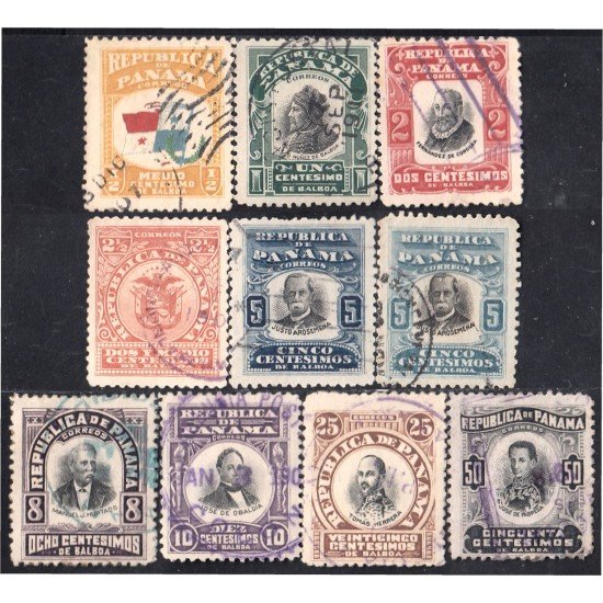 Panama 89/97 1906 Serie Antigua Bandera Personajes usados Panama 89/97 1906 Serie Antigua Bandera Personajes usados
