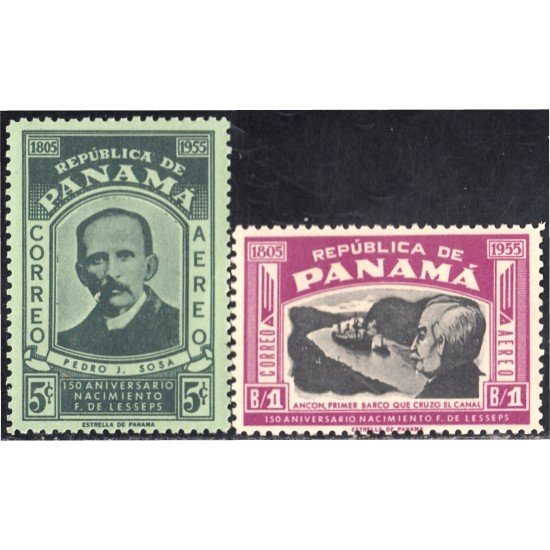 Panama A- 140/41 1955 Pedro J. Sosa y F. de Lesseps MNH