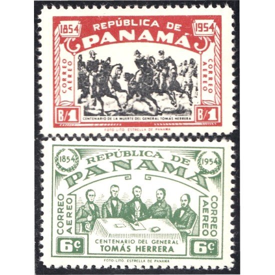 Panama A- 134/35 1954 Centenario del Gral. Tomás Herrera MNH Panama A- 134/35 1954 Centenario del Gral. Tomás Herrera MNH
