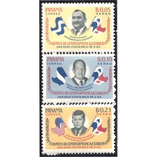 Panama A- 288/90 1963 Presidentes Julio A. Rivera Miguel Ydigoras John Kennedy MNH Panama A- 288/90 1963 Presidentes Julio A. Rivera Miguel Ydigoras John Kennedy MNH