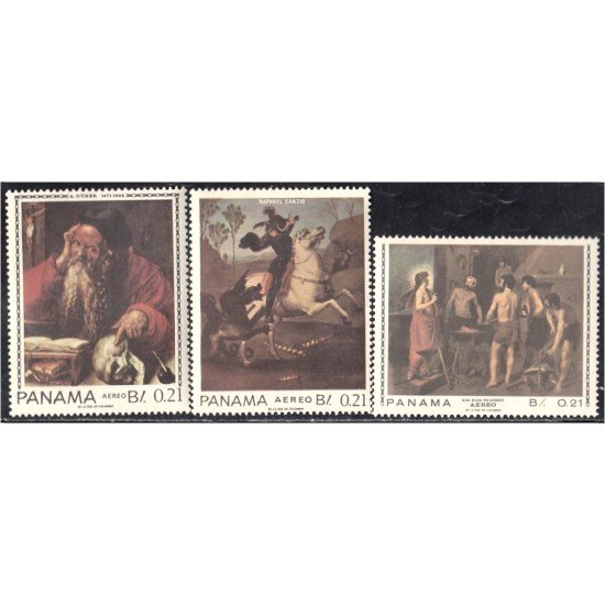 Panama A- 421/23 1967 Pinturas de Diürer Rafael y Velázquez MNH Panama A- 421/23 1967 Pinturas de Diürer Rafael y Velázquez MNH