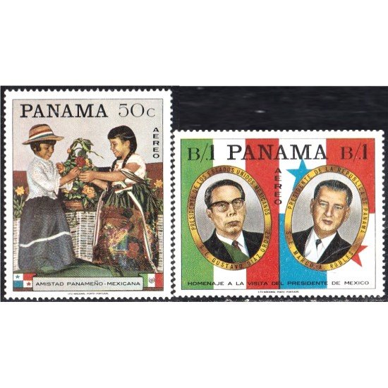 Panama A- 440/41 1968 Presidentes Gustavo Díaz Ordas y marcos Robles México - Panamá MNH Panama A- 440/41 1968 Presidentes Gustavo Díaz Ordas y marcos Robles México - Panamá MNH