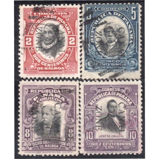 Panamá Zona Canal 23/26 1909 Fernandez de Córdoba Justo Arosemena Manuel Hurtado José de Obaldía usados