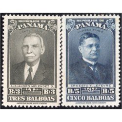 Panama A- 77/78 1943 Alejandro Melendez Ernesto Lefevre sin goma Panama A- 77/78 1943 Alejandro Melendez Ernesto Lefevre sin goma