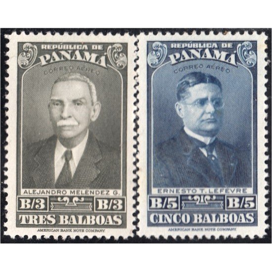 Panama A- 77/78 1943 Alejandro Melendez Ernesto Lefevre sin goma