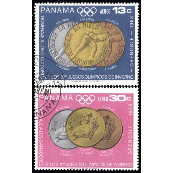 Panama A- 448/49 1968 Medallas juegos olímpicos de invierno Grenoble usados Panama A- 448/49 1968 Medallas juegos olímpicos de invierno Grenoble usados