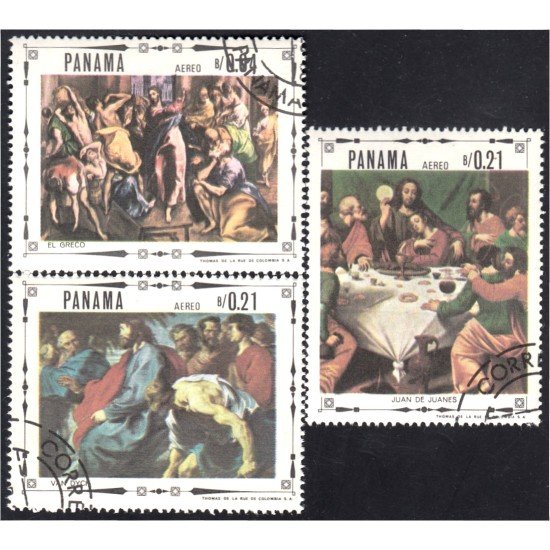 Panama A- 437/39 1967 La vida de Cristo Pinturas de Greco Van Dyck y Juanes usados Panama A- 437/39 1967 La vida de Cristo Pinturas de Greco Van Dyck y Juanes usados