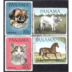 Panama A- 424/27 1967 Animales Gato Perro Toro Caballo usados Panama A- 424/27 1967 Animales Gato Perro Toro Caballo usados