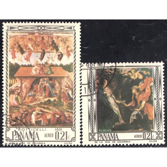 Panama A- 403/04 1967 Pinturas de Botticelli y Rubens usados Panama A- 403/04 1967 Pinturas de Botticelli y Rubens usados