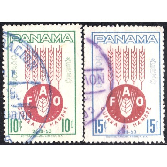 Panama A- 277/78 1963 Guerra al Hambre usados Panama A- 277/78 1963 Guerra al Hambre usados