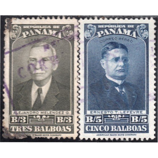 Panama A- 77/78 1943 Alejandro Melendez Ernesto Lefevre usados Panama A- 77/78 1943 Alejandro Melendez Ernesto Lefevre usados