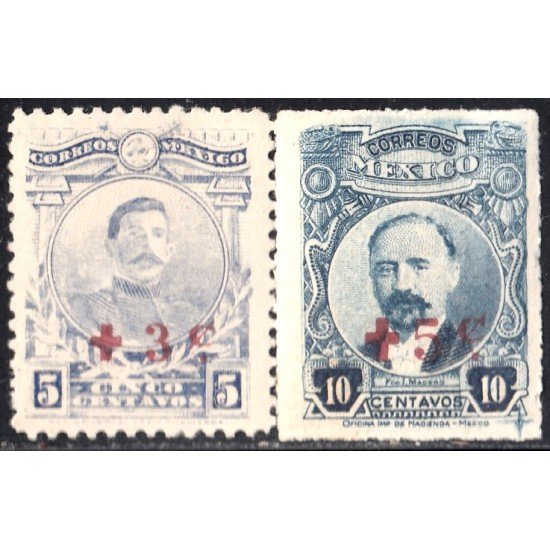 México 418/19 1919 J.J Herrera y F.I Madero Cruz Roja MNH México 418/19 1919 J.J Herrera y F.I Madero Cruz Roja MNH
