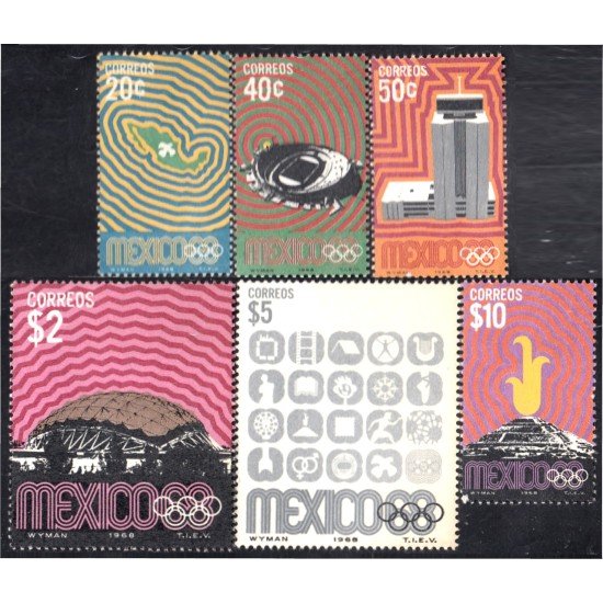 México 749/54 1968 Juegos olímpicos de México MNH México 749/54 1968 Juegos olímpicos de México MNH