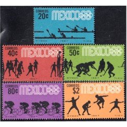 México 734/38 1967 Preludio de juegos olímpicos MNH México 734/38 1967 Preludio de juegos olímpicos MNH