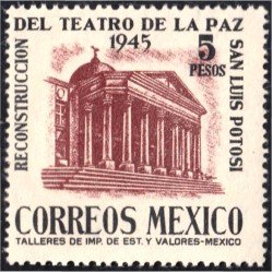 México 593 1945 Reconstrucción del teatro de la paz San Luis Potosí MNH México 593 1945 Reconstrucción del teatro de la paz San Luis Potosí MNH