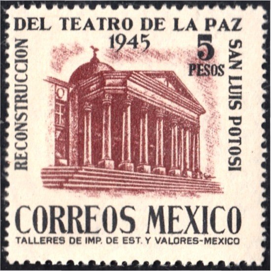 México 593 1945 Reconstrucción del teatro de la paz San Luis Potosí MNH México 593 1945 Reconstrucción del teatro de la paz San Luis Potosí MNH