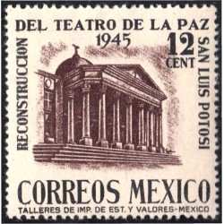 México 591 1945 Reconstrucción del teatro de la paz San Luis Potosí MNH México 591 1945 Reconstrucción del teatro de la paz San Luis Potosí MNH