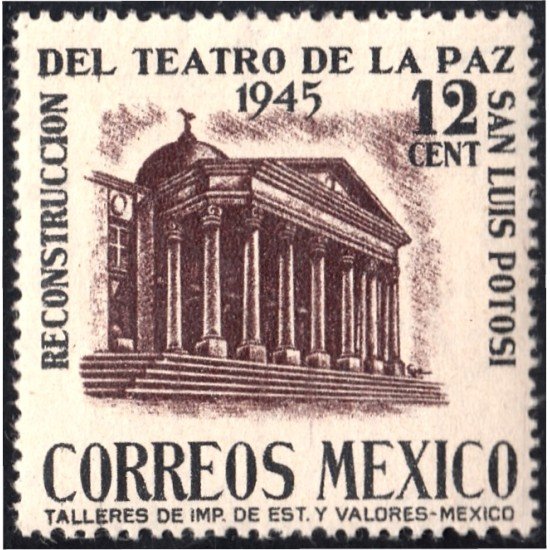 México 591 1945 Reconstrucción del teatro de la paz San Luis Potosí MNH México 591 1945 Reconstrucción del teatro de la paz San Luis Potosí MNH
