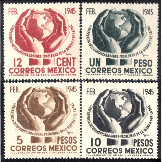 México 587/90 1945 Conferencia Interamericana de sobre problemas de la guerra y de la paz MNH México 587/90 1945 Conferencia Interamericana de sobre problemas de la guerra y de la paz MNH