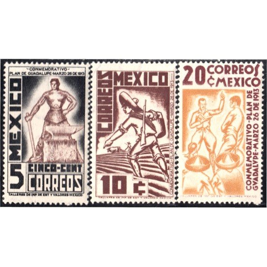 México 526/28 1938 Conmemorativo Plan de Guadalupe MNH México 526/28 1938 Conmemorativo Plan de Guadalupe MNH