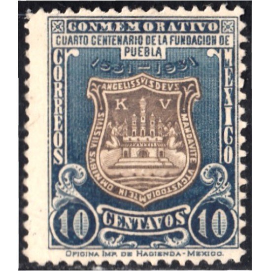 México 478 1931 4º Centenario de la Fundación de Puebla MNH México 478 1931 4º Centenario de la Fundación de Puebla MNH