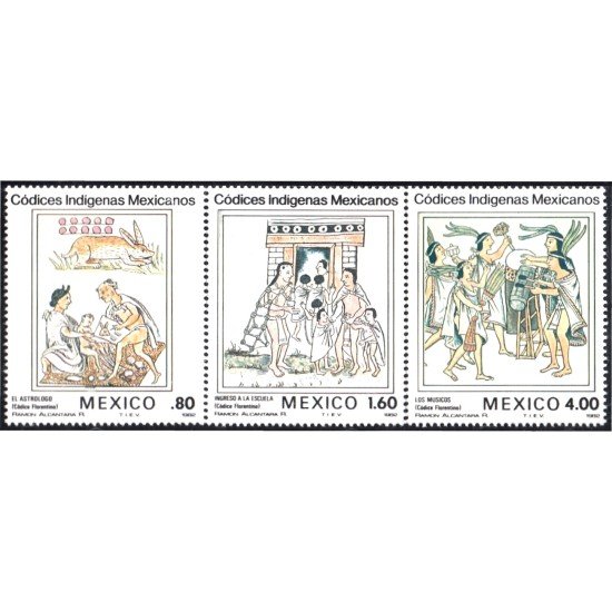 México 985/87 1982 Códices indígenas mexicanos MNH México 985/87 1982 Códices indígenas mexicanos MNH