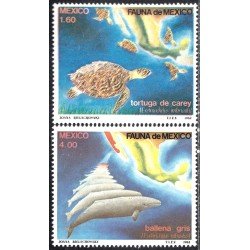 México 978/79 1982 Fauna Tortuga de Carey Ballena Gris MNH México 978/79 1982 Fauna Tortuga de Carey Ballena Gris MNH