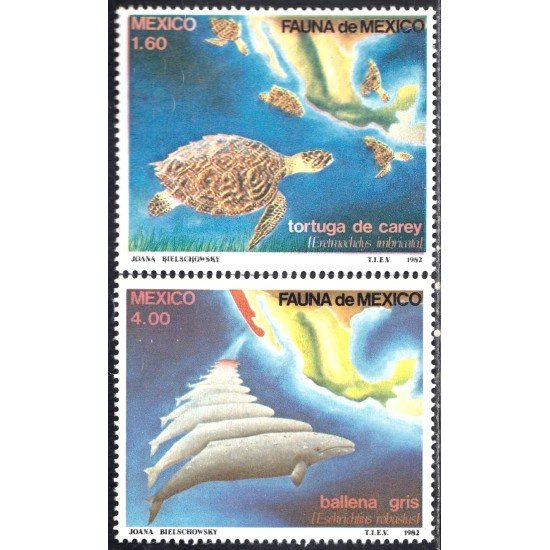 México 978/79 1982 Fauna Tortuga de Carey Ballena Gris MNH México 978/79 1982 Fauna Tortuga de Carey Ballena Gris MNH