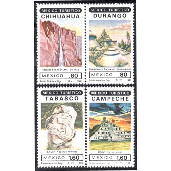 México 971/74 1982 Turismo Ciudades Chihuahua Durango Tabasco Campeche MNH México 971/74 1982 Turismo Ciudades Chihuahua Durango Tabasco Campeche MNH