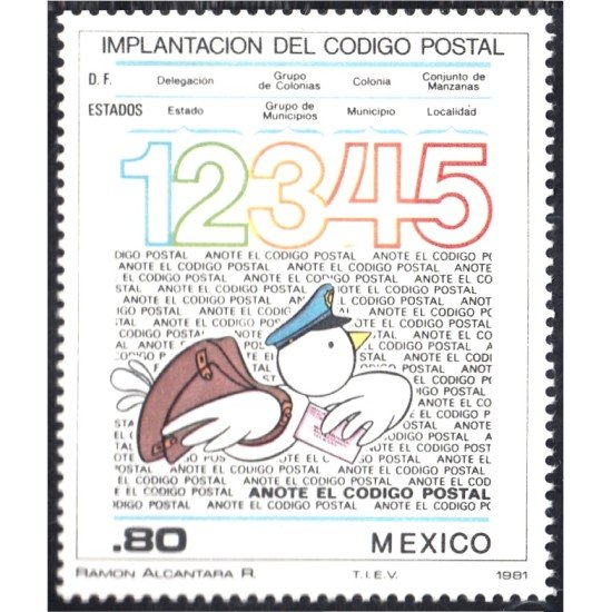 México 956 1981 Implantación del código postal MNH México 956 1981 Implantación del código postal MNH