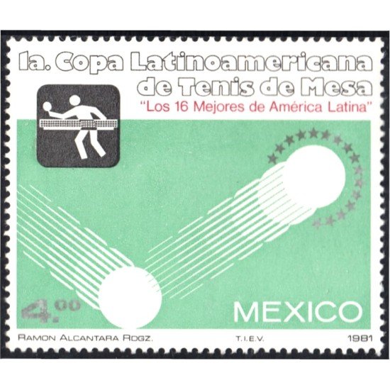 México 922 1981 1º Copa Latinoamericana de Tenis de Mesa MNH México 922 1981 1º Copa Latinoamericana de Tenis de Mesa MNH