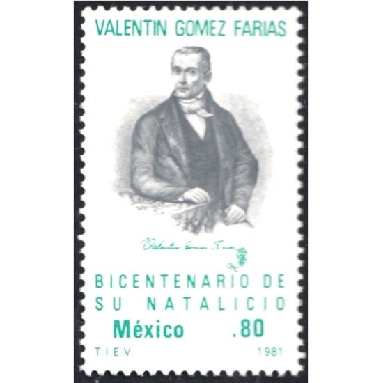 México 921 1981 Valentín Gómez Farias MNH México 921 1981 Valentín Gómez Farias MNH