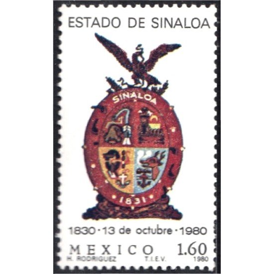 México 911 1980 150 Aniversario del Estado de Sinaloa MNH México 911 1980 150 Aniversario del Estado de Sinaloa MNH