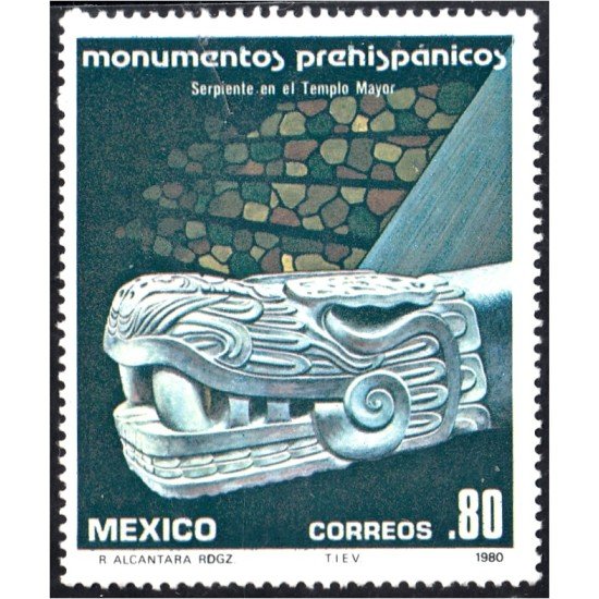 México 888 1980 Monumentos hispánicos serpiente en el templo mayor MNH México 888 1980 Monumentos hispánicos serpiente en el templo mayor MNH