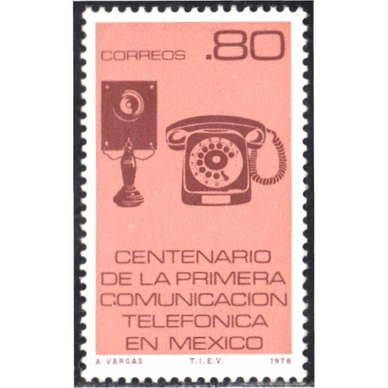 México 848 1978 Centenario de la primera comunicación telefónica en México Teléfonos MNH México 848 1978 Centenario de la primera comunicación telefónica en México Teléfonos MNH