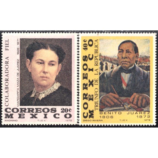 México 783/84 1972 Benito Juárez y Margarita Maza de Juaréz MNH México 783/84 1972 Benito Juárez y Margarita Maza de Juaréz MNH