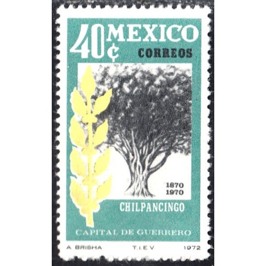 México 782 1972 Chilpancingo Capital de Guerrero Árbol MNH México 782 1972 Chilpancingo Capital de Guerrero Árbol MNH
