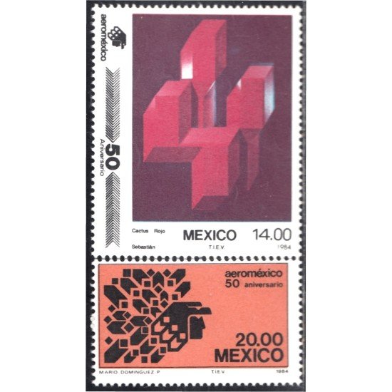 México 1056/57 1984 50 Aniversario de la Compañía Aérea México 1056/57 1984 50 Aniversario de la Compañía Aérea
