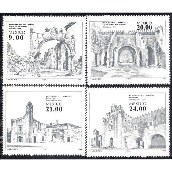México 1033/36 1983 Monumentos coloniales Excvonventos Capilla MNH México 1033/36 1983 Monumentos coloniales Excvonventos Capilla MNH