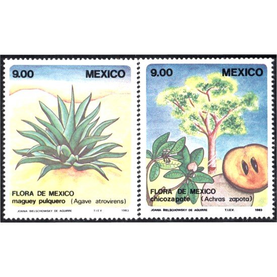 México 1019/20 1983 Flora Maguey Pulguero Chicozapote MNH México 1019/20 1983 Flora Maguey Pulguero Chicozapote MNH