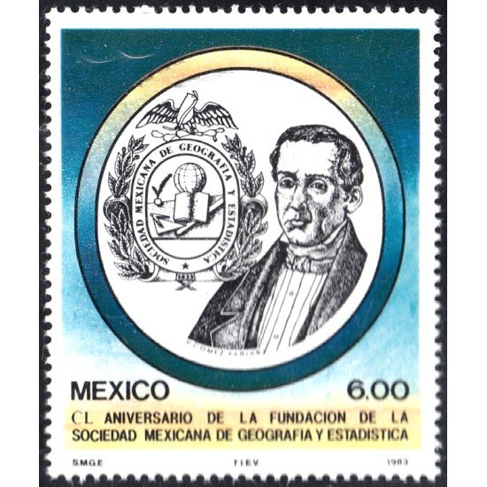 México 1009 1983 Sociedad mexicana de Geografía y Estadística Valentín G. Farias MNH México 1009 1983 Sociedad mexicana de Geografía y Estadística Valentín G. Farias MNH