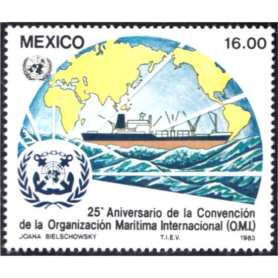 México 1007 1983 25 Aniversario de la Convención de la Organización Marítima Internacional MNH México 1007 1983 25 Aniversario de la Convención de la Organización Marítima Internacional MNH