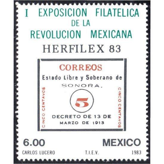 México 1006 1983 HERFILEX 83 Exposición Filatélica de la Revolución Mexicana MNH México 1006 1983 HERFILEX 83 Exposición Filatélica de la Revolución Mexicana MNH