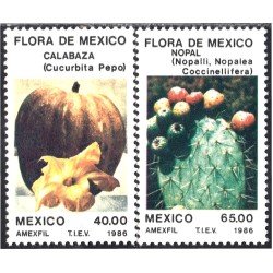 México 1147/48 1986 Flora Calabaza Cactus Napal MNH México 1147/48 1986 Flora Calabaza Cactus Napal MNH