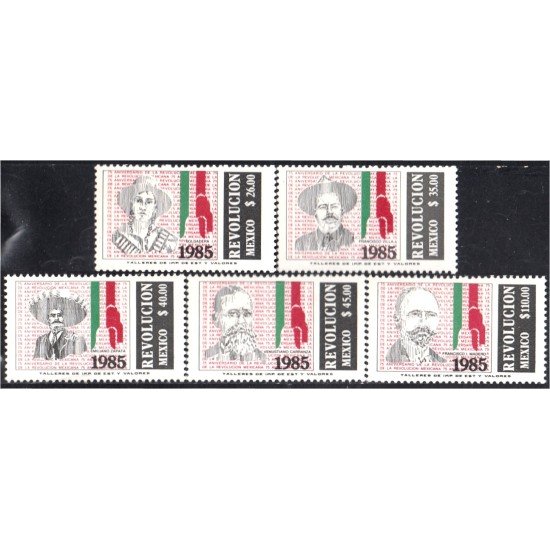 México 1129/33 1985 75 Aniversario de la Revolución Retratos de Héroes n de 1910 MNH México 1129/33 1985 75 Aniversario de la Revolución Retratos de Héroes n de 1910 MNH