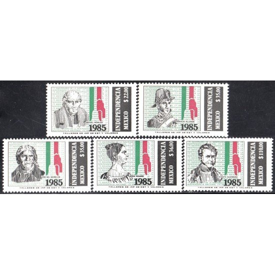 México 1114/18 1985 175 Aniversario de la Independencia Nacional Retratos de Héroes MNH México 1114/18 1985 175 Aniversario de la Independencia Nacional Retratos de Héroes MNH