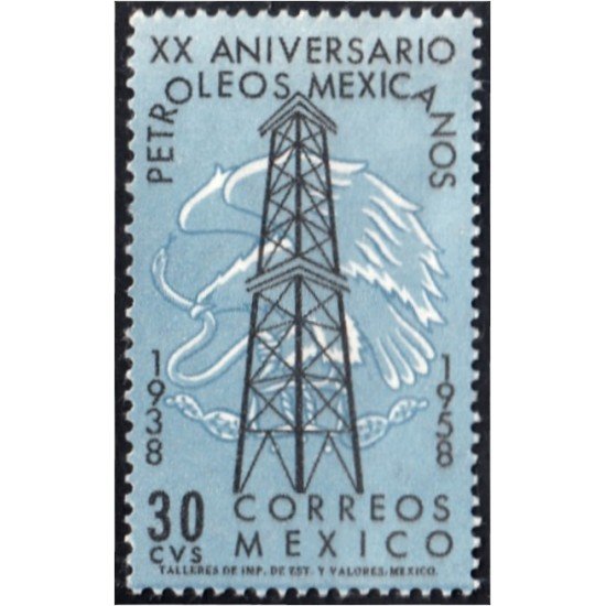 México 663 1958 XX Aniversario petróleo mexicano MH México 663 1958 XX Aniversario petróleo mexicano MH