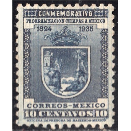 México 516 1935 111 Aniversario de la entrada del Estado de Chiapas a la Confederación MH México 516 1935 111 Aniversario de la entrada del Estado de Chiapas a la Confederación MH