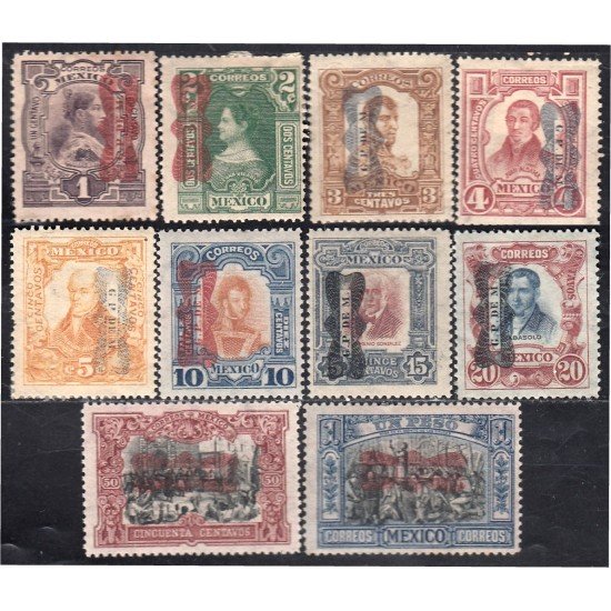 México 356/66 1916 Timbres de 1910 MH México 356/66 1916 Timbres de 1910 MH