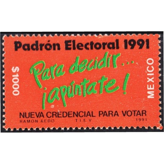 México 1353 1991Padrón Electoral MNH